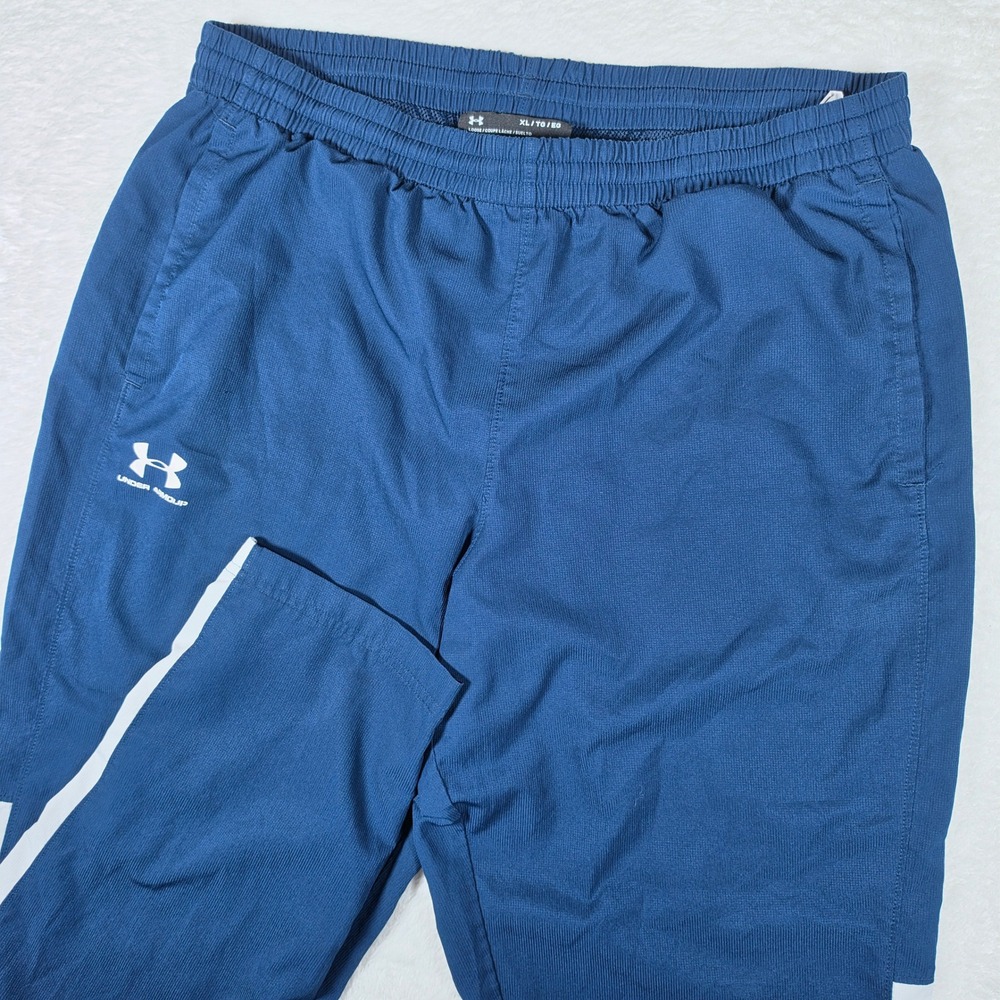 Under Armour Loose Track Pants Mens XL Blue White Stripe Athletic Training